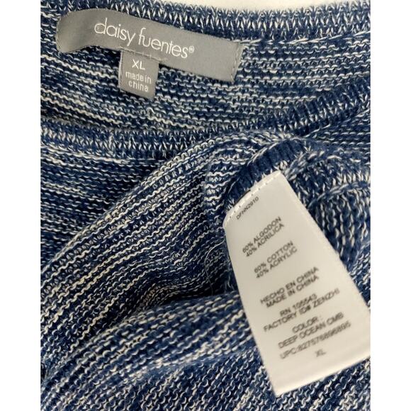 Daisy Fuentes Top XL Oversized Long Knit Sweater Tunic Heathered Blue Womens 1X - Picture 7 of 14